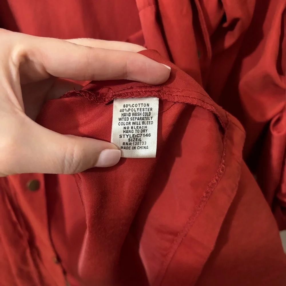 Umgee Red Utility Jacket with Relaxed‎ Fit and Open Front Drapey
